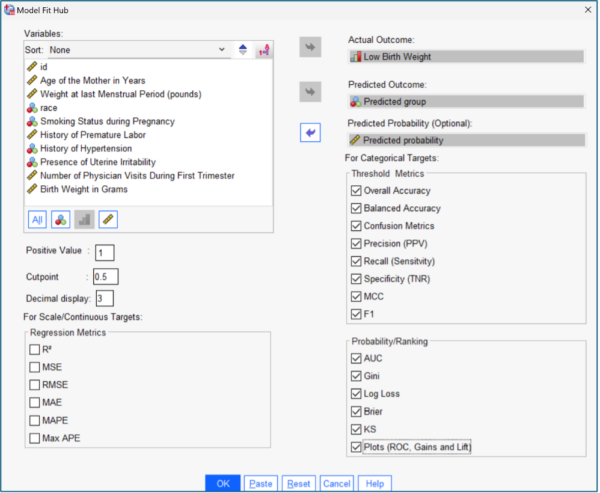 SPSS Statistics Model Fit Hub - Smart Vision Europe